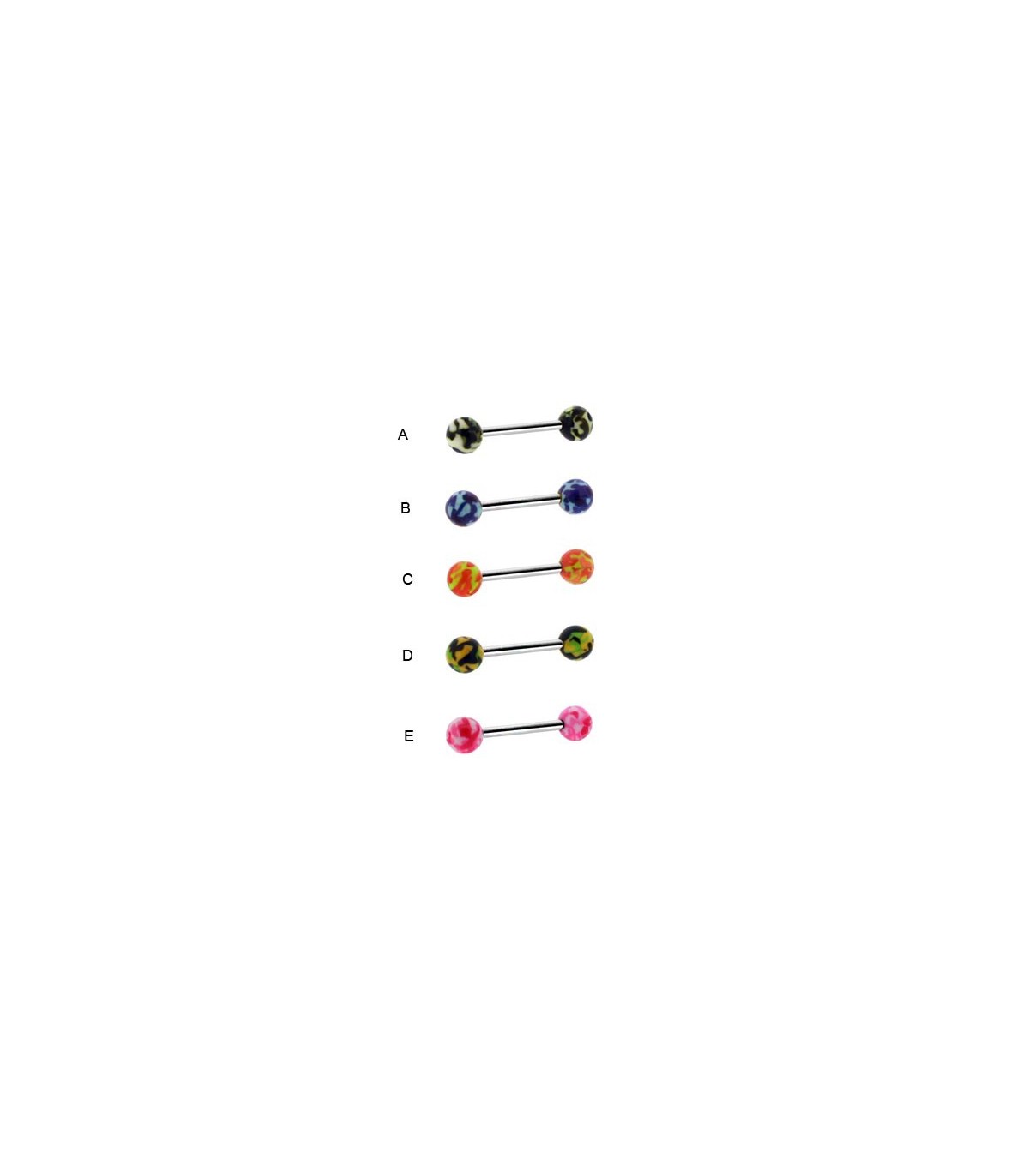 Piercing Langue Acrylique Cercles Multicolores